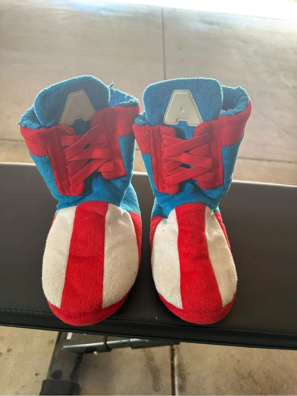 Disney Plush Slippers in Bright Blue and Red